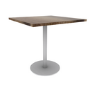 Proof 36" Square Pedestal Counter Table with Round Steel Base Solid Wood Top