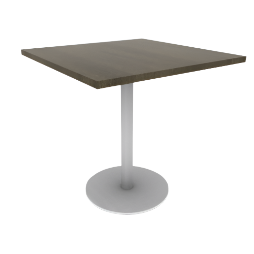 Proof 36" Square Pedestal Cafe Table with Round Steel Base Solid Wood Top