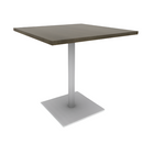 Proof 36" Square Pedestal Cafe Table with Square Steel Base Solid Wood Top