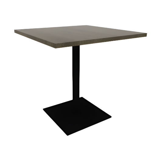 Proof 36" Square Pedestal Cafe Table with Square Steel Base Solid Wood Top