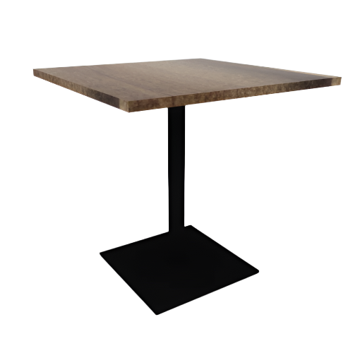 Proof 36" Square Pedestal Cafe Table with Square Steel Base Solid Wood Top