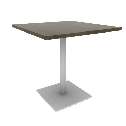 Proof 36" Square Pedestal Cafe Table with Square Steel Base Solid Wood Top