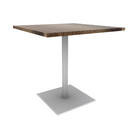 Proof 36" Square Pedestal Counter Table with Square Steel Base Solid Wood Top