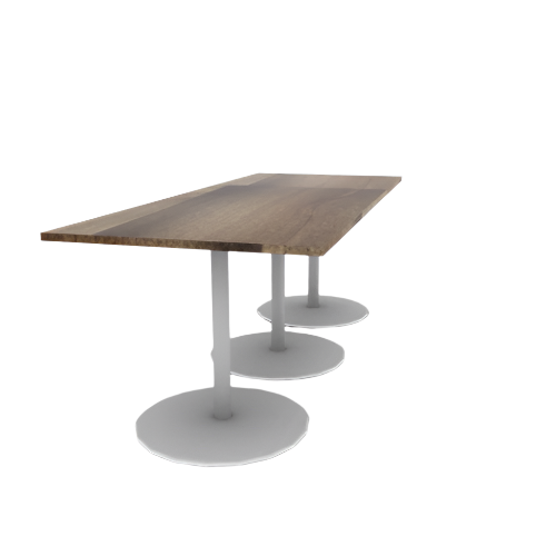 Proof 42" x 108" Rectangle Pedestal Counter Table with Round Base Set of 3 Solid Wood Top