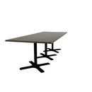 Proof 42" x 108" Rectangle Pedestal Cafe Table with X-Base Set of 3 Solid Wood Top