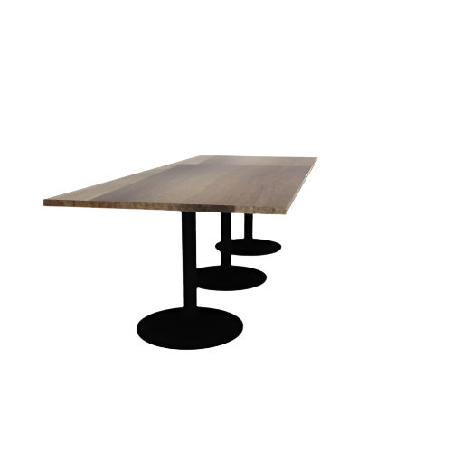 Proof 42" x 108" Rectangle Pedestal Cafe Table with Round Steel Base Set of 3 Solid Wood Top