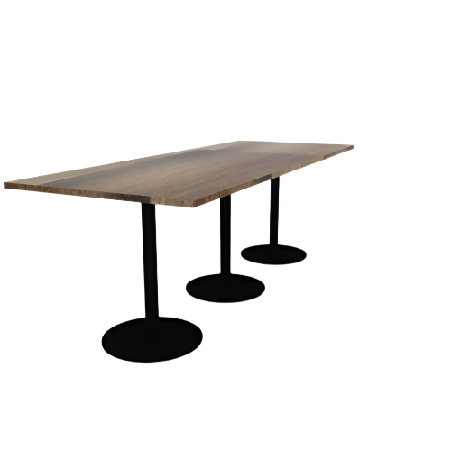 Proof 42" x 108" Rectangle Pedestal Counter Table with  Round Steel Base Set of 3 Solid Wood Top