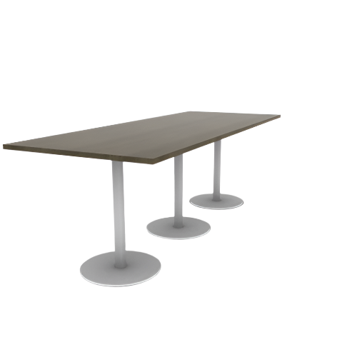 Proof 42" x 108" Rectangle Pedestal Counter Table with  Round Steel Base Set of 3 Solid Wood Top