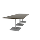 Proof 42" x 108" Rectangle Pedestal Cafe Table with Square Steel Base Set of 3 Solid Wood Top
