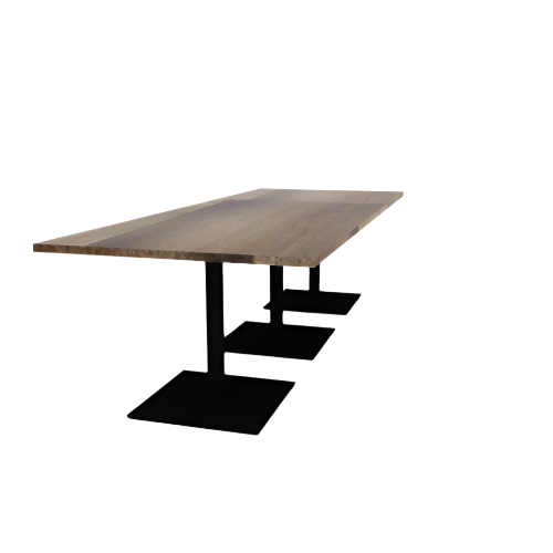 Proof 42" x 108" Rectangle Pedestal Cafe Table with Square Steel Base Set of 3 Solid Wood Top