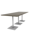 Proof 42" x 108" Rectangle Pedestal Counter Table with  Square Steel Base Set of 3 Solid Wood Top