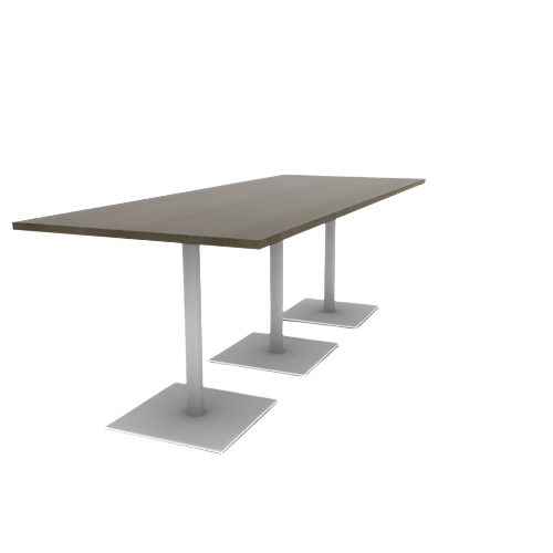 Proof 42" x 108" Rectangle Pedestal Counter Table with  Square Steel Base Set of 3 Solid Wood Top