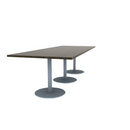 Proof 42" x 108" Rectangle Pedestal Cafe Table with Round Stainless Steel Base Set of 3 Solid Wood Top