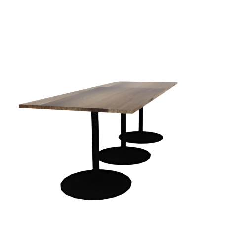 Proof 42" x 120" Rectangle Pedestal Counter Table with Round Base Set of 3 Solid Wood Top