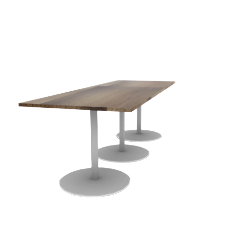 Proof 42" x 120" Rectangle Pedestal Counter Table with Round Base Set of 3 Solid Wood Top