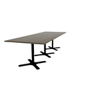 Proof 42" x 120" Rectangle Pedestal Cafe Table with X-Base Set of 3 Solid Wood Top