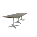 Proof 42" x 120" Rectangle Pedestal Cafe Table with X-Base Set of 3 Solid Wood Top