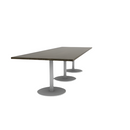 Proof 42" x 120" Rectangle Pedestal Cafe Table with Round Steel Base Set of 3 Solid Wood Top