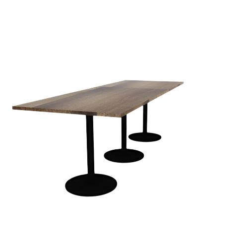 Proof 42" x 120" Rectangle Pedestal Counter Table with Round Steel Base Set of 3 Solid Wood Top