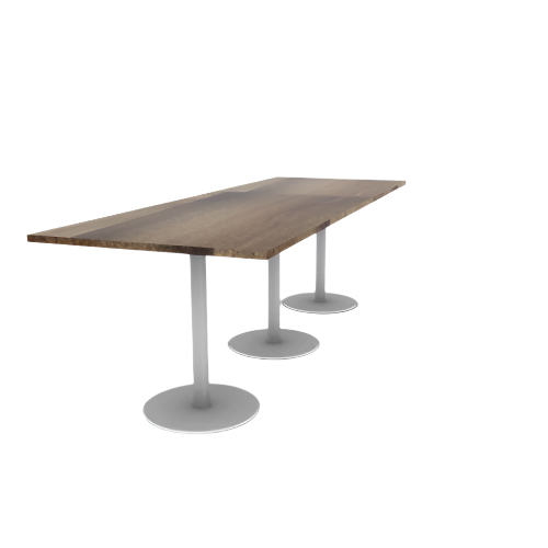 Proof 42" x 120" Rectangle Pedestal Counter Table with Round Steel Base Set of 3 Solid Wood Top