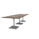 Proof 42" x 120" Rectangle Pedestal Cafe Table with Square Steel Base Set of 3 Solid Wood Top