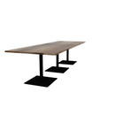 Proof 42" x 120" Rectangle Pedestal Cafe Table with Square Steel Base Set of 3 Solid Wood Top