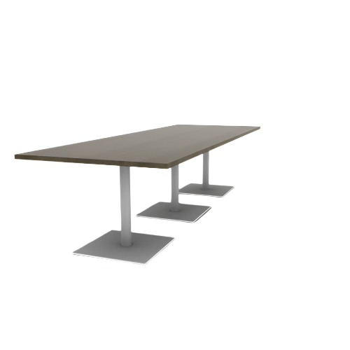 Proof 42" x 120" Rectangle Pedestal Cafe Table with Square Steel Base Set of 3 Solid Wood Top