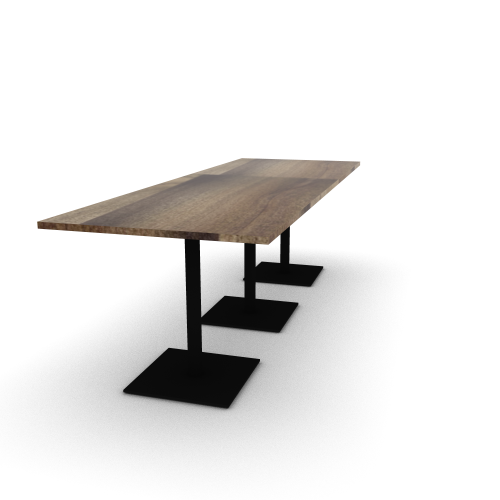 Proof 42" x 120" Rectangle Pedestal Counter Table with Square Steel Base Set of 3 Solid Wood Top