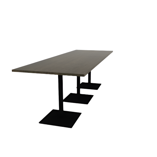 Proof 42" x 120" Rectangle Pedestal Counter Table with Square Steel Base Set of 3 Solid Wood Top