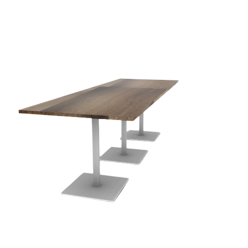 Proof 42" x 120" Rectangle Pedestal Counter Table with Square Steel Base Set of 3 Solid Wood Top