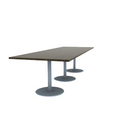 Proof 42" x 120" Rectangle Pedestal Cafe Table with Round Stainless Steel Base Set of 3 Solid Wood Top