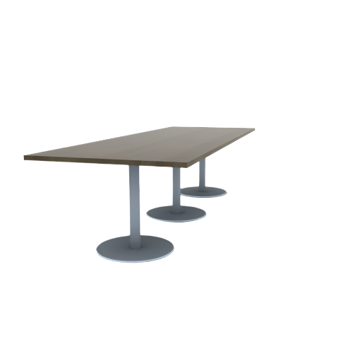 Proof 42" x 120" Rectangle Pedestal Cafe Table with Round Stainless Steel Base Set of 3 Solid Wood Top