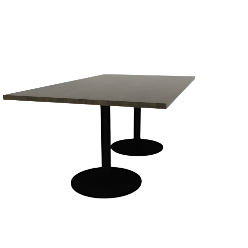 Proof 42" x 72" Rectangle Pedestal Cafe Table with Round Steel Base Pair Solid Wood Top