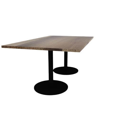 Proof 42" x 72" Rectangle Pedestal Cafe Table with Round Steel Base Pair Solid Wood Top