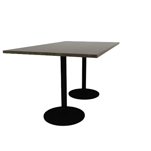 Proof 42" x 72" Rectangle Pedestal Counter Table with Round Steel Base Pair Solid Wood Top