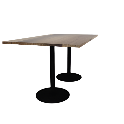 Proof 42" x 72" Rectangle Pedestal Counter Table with Round Steel Base Pair Solid Wood Top