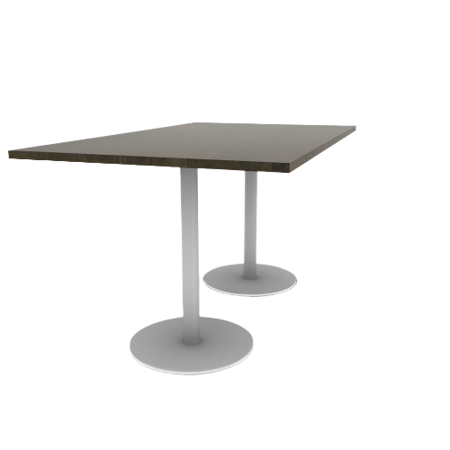 Proof 42" x 72" Rectangle Pedestal Counter Table with Round Steel Base Pair Solid Wood Top