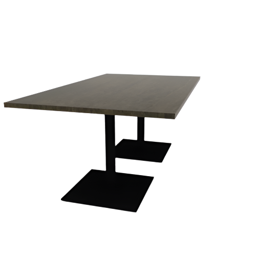 Proof 42" x 72" Rectangle Pedestal Cafe Table with Square Steel Base Pair Solid Wood Top