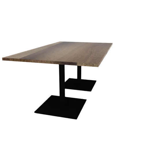 Proof 42" x 72" Rectangle Pedestal Cafe Table with Square Steel Base Pair Solid Wood Top