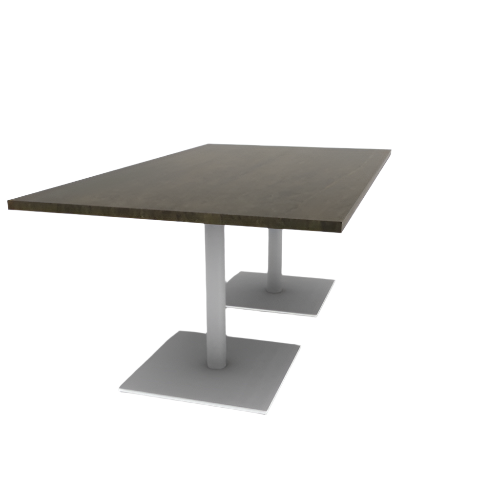 Proof 42" x 72" Rectangle Pedestal Cafe Table with Square Steel Base Pair Solid Wood Top