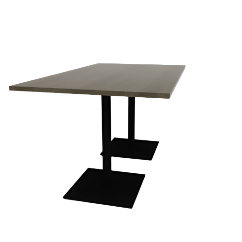 Proof 42" x 72" Rectangle Pedestal Counter Table with Square Steel Base Pair Solid Wood Top