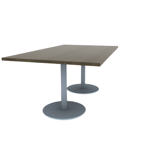 Proof 42" x 72" Rectangle Pedestal Cafe Table with Round Stainless Steel Base Pair Solid Wood Top