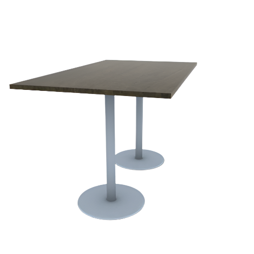 Proof 42" x 72" Rectangle Pedestal Counter Table with Round Stainless Steel Base Pair Solid Wood Top