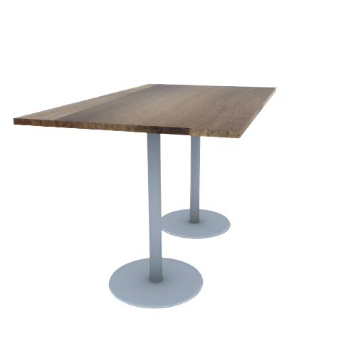 Proof 42" x 72" Rectangle Pedestal Counter Table with Round Stainless Steel Base Pair Solid Wood Top