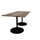 Proof 42" x 84" Rectangle Pedestal Counter Table with Round Base Pair Solid Wood Top