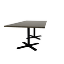 Proof 42" x 84" Rectangle Pedestal Cafe Table with X-Base Pair Solid Wood Top