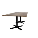 Proof 42" x 84" Rectangle Pedestal Cafe Table with X-Base Pair Solid Wood Top