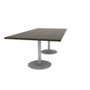Proof 42" x 84" Rectangle Pedestal Cafe Table with Round Steel Base Pair Solid Wood Top