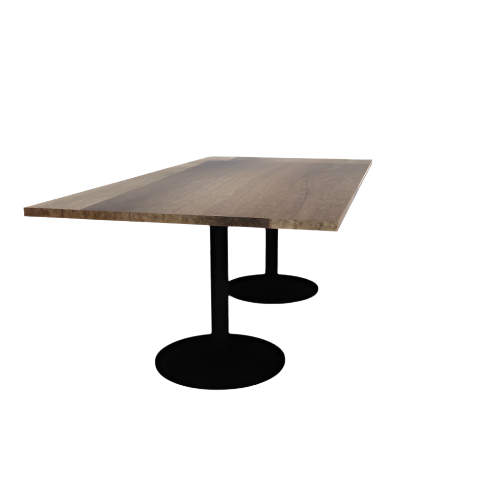 Proof 42" x 84" Rectangle Pedestal Cafe Table with Round Steel Base Pair Solid Wood Top