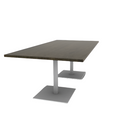 Proof 42" x 84" Rectangle Pedestal Cafe Table with Square Steel Base Pair Solid Wood Top